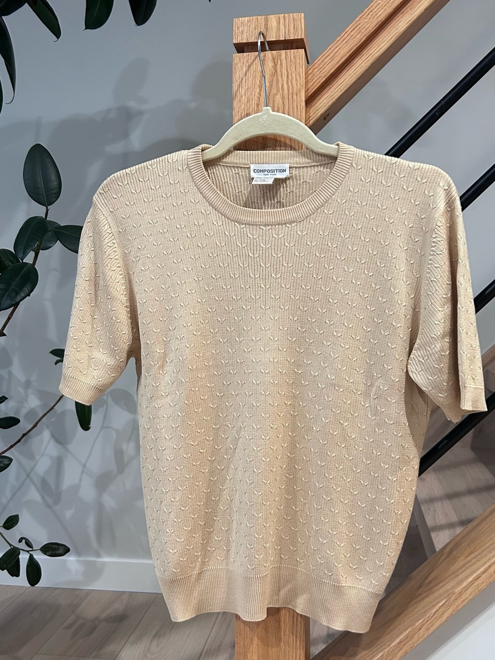 Vintage Composition 100% Silk Women’s Lightweight Knit Top in Butter Yellow M